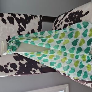 White  Scarf with Light Green Hearts